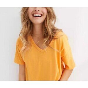 Aerie Womens V-Neck T-Shirt In Orange Sz XS Womens Oversized T Shirt
